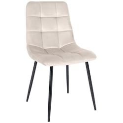 Décoshop26 - Chaise de salle à manger x1 coutures décoratives carrées en tissu velours crème et métal noir 10_0002133 - noir 3000250855730_0