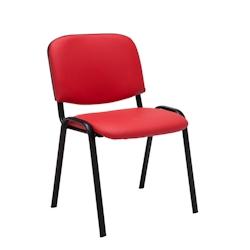 Décoshop26 - Chaise visiteur assise rembourrée en synthétique rouge BUR10070 - 3000021442053_0
