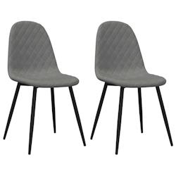 Décoshop26 - Set de 2 chaises de salle à manger couture en losange en tissu velours gris clair et métal DEC025512 - gris 3000255290017_0
