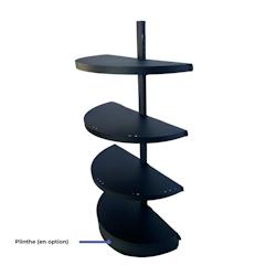 EUROP'METAL Terminaison de Gondole Centrale DEMI-RONDE Noir H.143xP.40cm Base + 3 Tablettes supérieures TG10PROF400N - noir acier 3701487200347_0