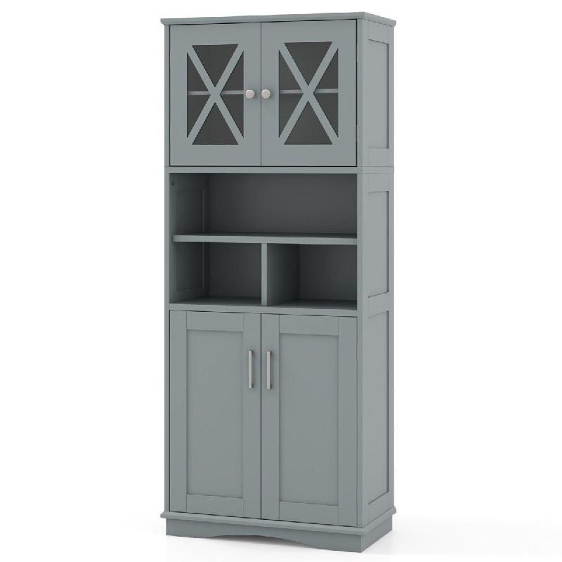 Helloshop26 - Armoire de salle de bain 60 x 30 x 145 cm avec 3 étagères réglables moderne et stable en MDF gris 20_0010276 - 3000226086281_0