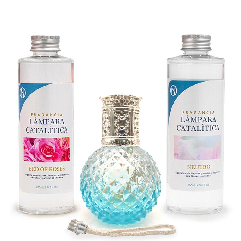 MamaManuela Lampe catalytique Blue Diamonds + parfum Bed of Roses (500ml) + nettoyant neutre (200ml) + mèche de recharge - MM-LCAT-MOD1-22_0