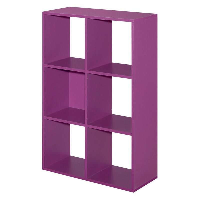 MODULE BIBLIOTHÈQUE MULTICASES COLOR -  6 CASES - PRUNE