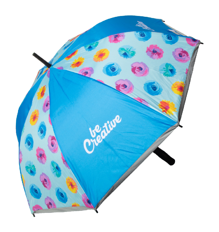 Parapluie réfléchissant sur mesure - 8 panneaux avec bandes réfléchissantes - RPET 190T - Impression sublimation_0