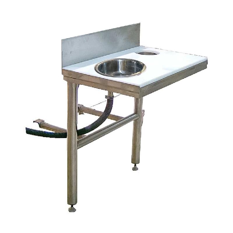 Tablette de travail avec TVO et bac de rinçage, en inox AISI 304_0