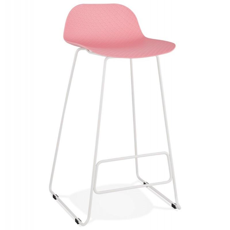 Tabouret de bar Blitz 95cm - Rose & Blanc - Paris Prix, compatible table haute, métal & polypropylène_0