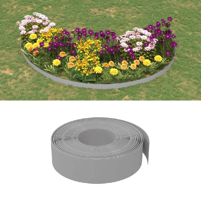 Vidaxl bordures de jardin 2 pcs gris 10 m 15 cm polyéthylène 3155440_0