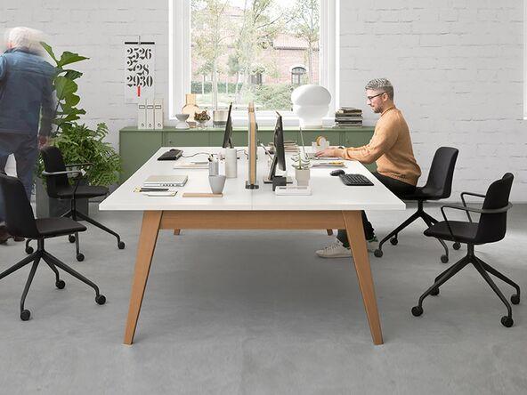 Bureau 4 personnes Elvira Wood pieds en bois massif_0