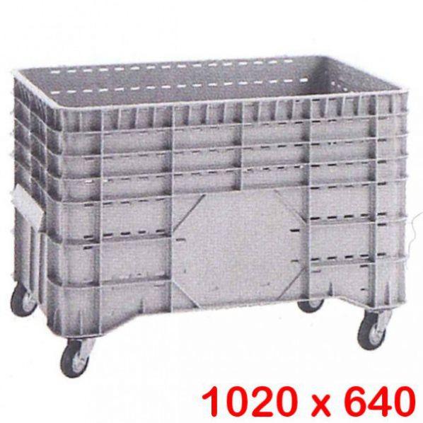 Caisse-palette légère 300 litres ajourée - Sur roues - Polyéthylène PE robuste et solide_0