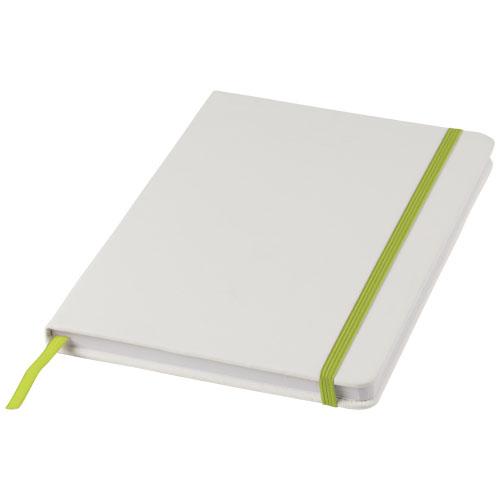 Carnet de notes blanc A5 Spectrum avec élastique de couleur - 80 pages lignées - couverture rigide en carton et PVC_0
