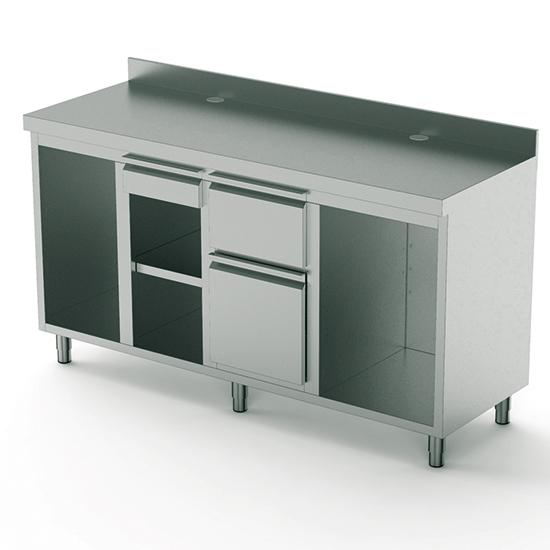 Comptoir arrière pour machine café 2000 mm avec élément pour  lave-vaisselle et producteur glaçone - EEZ0003_0