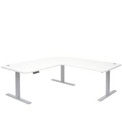 Décoshop26 - Bureau d'angle table d'ordinateur réglable en hauteur électriquement 178 x 178 cm HDF couleur blanc pieds acier gris 04_0006022 - blan_0