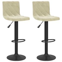 Décoshop26 - Lot de 2 tabourets de bar chaises hautes en velours crème adre en acier noir DEC029671 - noir 3000257492099_0
