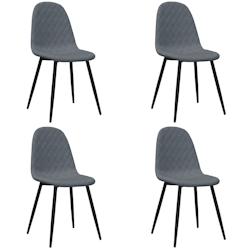 Décoshop26 - Set de 4 chaises de salle à manger design simple coutures en losange en tissu velours gris et métal DEC025625 - gris 3000255354139_0