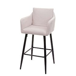 Décoshop26 - Tabouret de bar chaise haute comptoir avec repose-pieds en métal assise en tissu crème design moderne 04_0001244 - 3000131232698_0