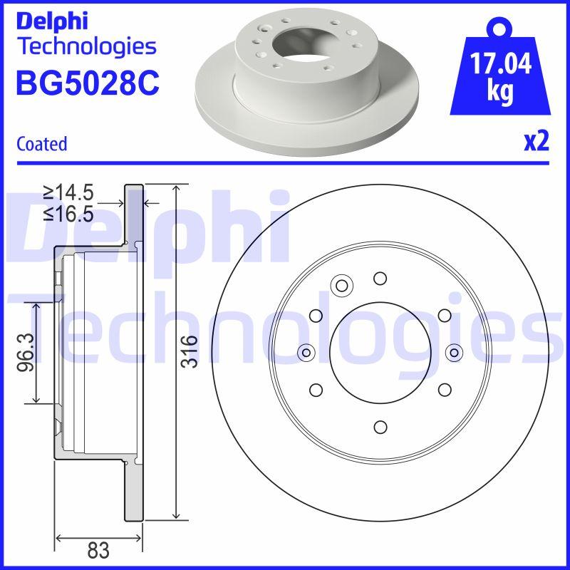 Disque de frein Delphi BG5028C - boîte de 2 disques - arrière - type plein_0