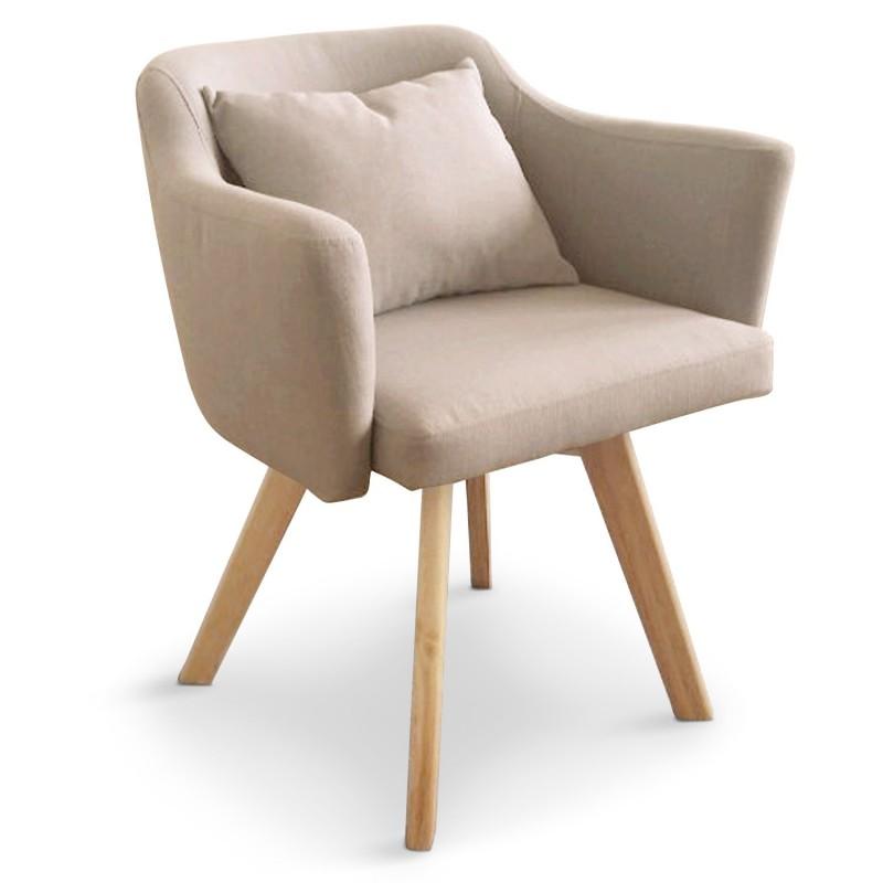 FAUTEUIL SCANDINAVE EN TISSU DELANTE 67CM BEIGE - PARIS PRIX_0