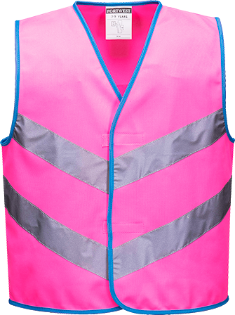 Gilet junior rose brillant JN15 - léger, design jeune et élégant - bande réfléchissante EN 1150_0