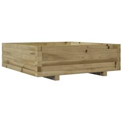 Helloshop26 - Jardinière bac lit surélevé plantes fleurs terrasse jardin 80 x 80 x 26,5 cm bois de pin imprégné marron 02_0037891 - 3000213989502_0