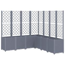 Helloshop26 - Jardinière bac lit surélevé plantes fleurs terrasse jardin avec treillis 160 x 160 x 140 cm PP gris 02_0038259 - 3000214159638_0