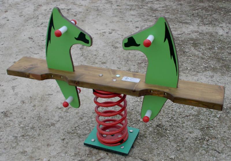 Jeu sur ressort balançoire 2 places - figurine cheval_0