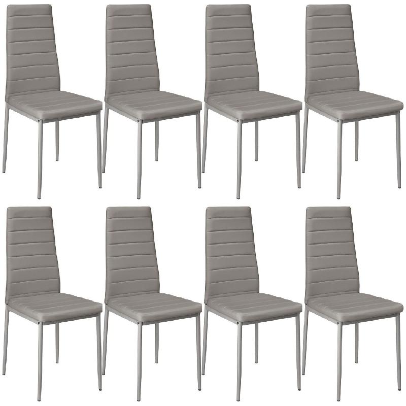 Lot de 8 chaises design carré élégant - salon, cuisine, salle à manger - gris - modèle 08_0000145_0