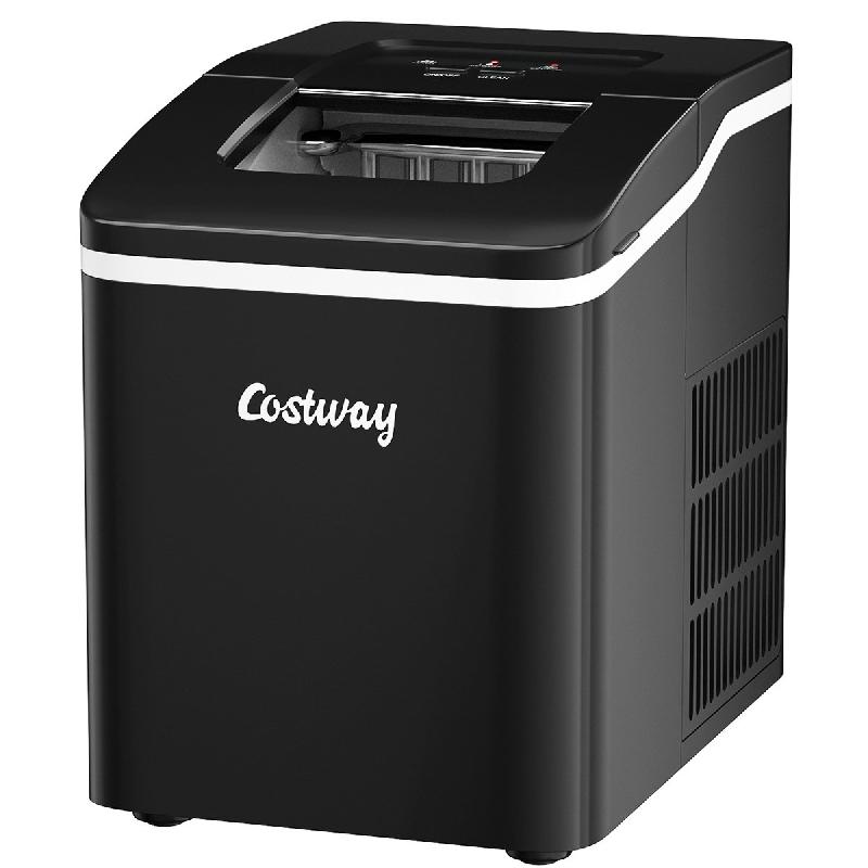 Machine à glaçons portable 12kg/24h - 9 glaçons en 8 min - Réservoir 1,6L - Auto-nettoyage - Affichage LCD - 120W - Noir - 20_0000762_0