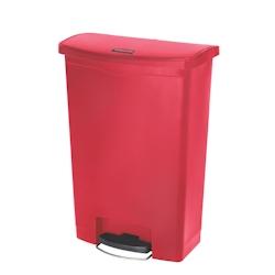 Poubelle à pédale frontale large Slim Jim Step-On Rubbermaid blanche 90L - rouge plastique 76224146_0