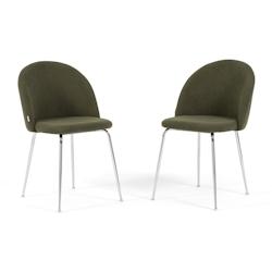 RATTATAN Lot de 2 chaises d’intérieur en velours côtelé avec pieds en métal, rembourrées pour cuisine, salle à manger, bar ou restaurant – S_0