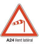 Signalisation de danger type A24 - Vent latéral - Formats de 500 à 1500 mm_0