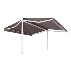 Store double pente Mabay 4,20x2x2,00 M Intersun Manuel (Manuelle - Blanc satiné RAL9010 - Taupe 300g/m²) - marron aluminium 3662618010184_0