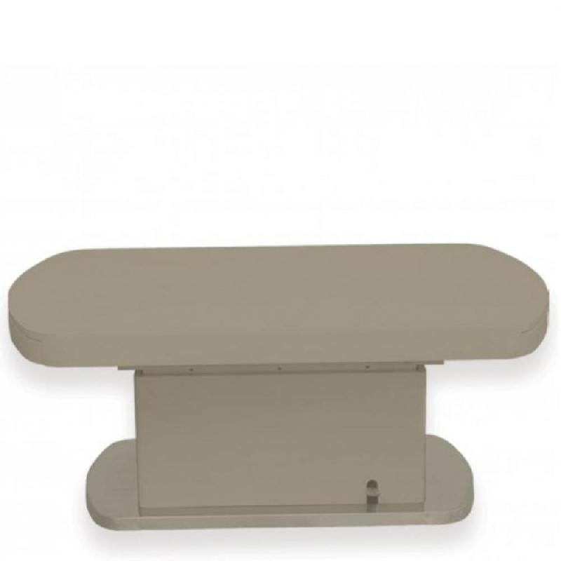 Table basse relevable double set - Fabrication française - Acier chromé et verre laqué taupe_0