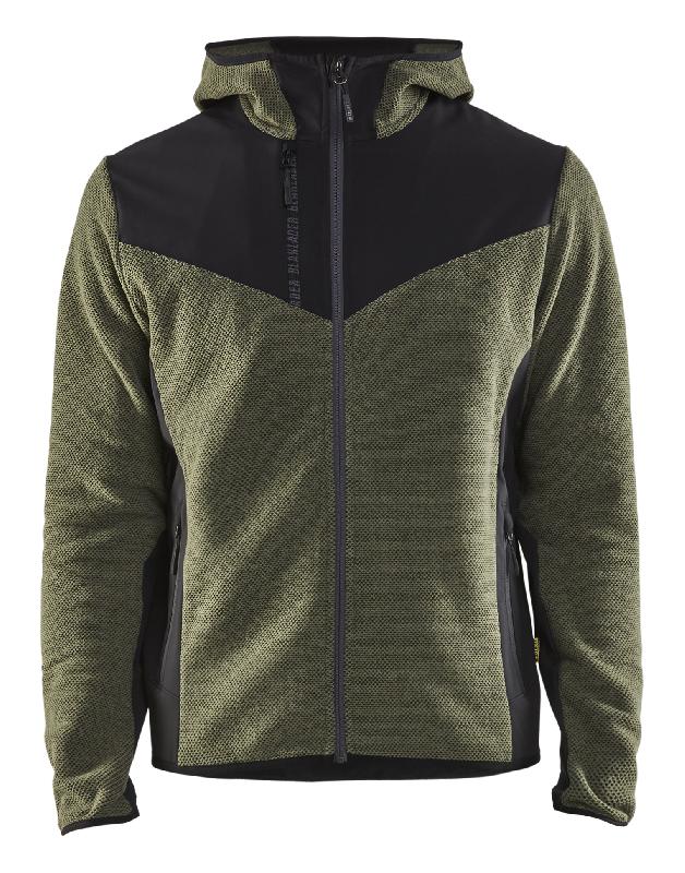 Veste tricotée avec softshell vert foncé/noir tm - blåkläder - 594025364199m - 791146_0