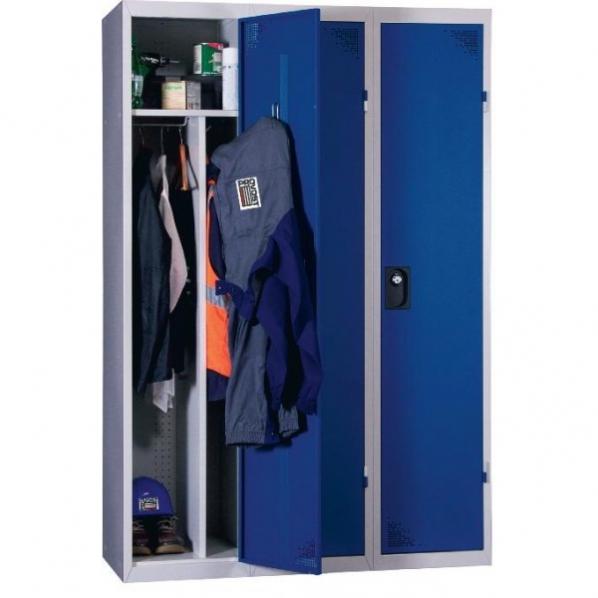 Vestiaire industrie salissante 3 cases monobloc bleu - Norme AFNOR D 65-760 - Marque Rolléco_0