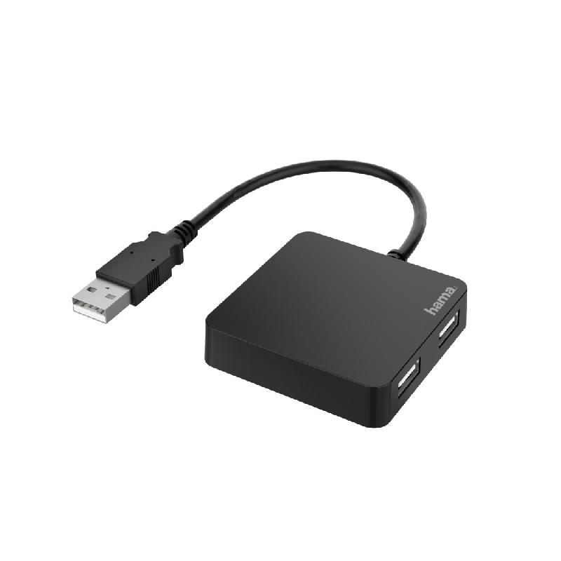 Hama 00200121 - Hub & Concentrateur USB 2.0 - 480 Mbit/s - Noir - 4 ports - Plug & Play_0