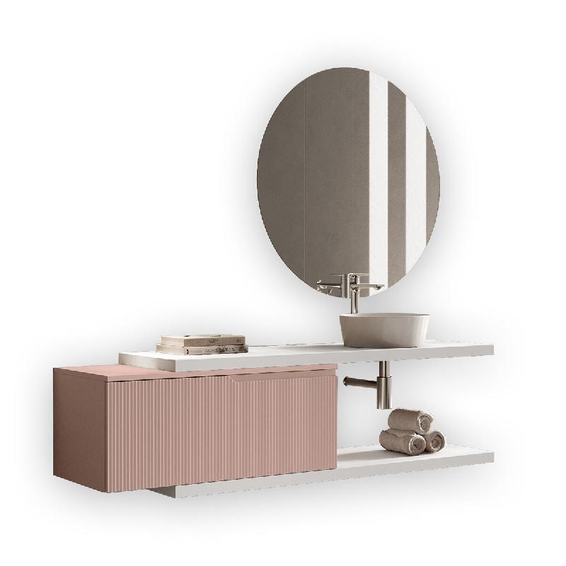 AQA Design Composition de salle de bain en MDF 5 pièces VENERE blanc/rose poudré L.200 P.45 H.190 MPVE53-O1-CIP - multicolore Bois manufacturé MPVE_0