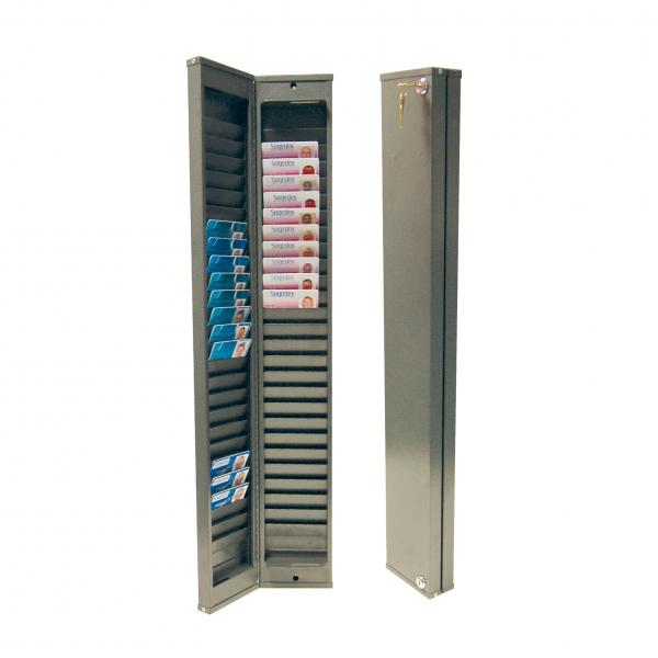 Armoire murale sécuritaire en métal laqué gris - 50 cartes (86 x 54 mm) - Double sécurité avec 2 verrous_0
