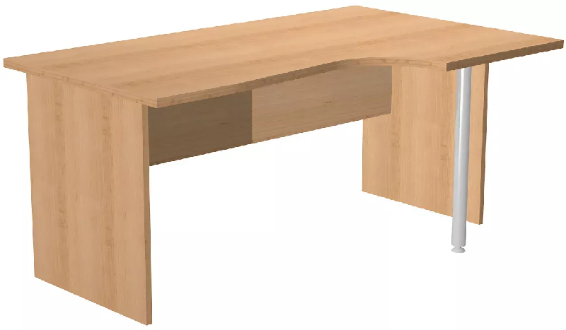 Bureau d'angle 160 x 80/100 cm compact pied panneau So Presto - Alu, À gauche, Frêne Noir, 160 x 100 cm_0