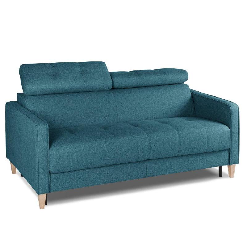 CANAPÉ CONVERTIBLE GROENLAND 140CM EXPRESS SOMMIER LATTES RENATONISI MATELAS 16 CM TWEED BLEU AZUR_0