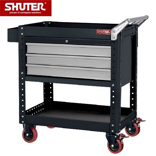 Chariot à outils - Shuter Enterprise Co. Ltd - 3 tiroirs supérieurs, 2 étagères polyvalentes, acier galvanisé_0