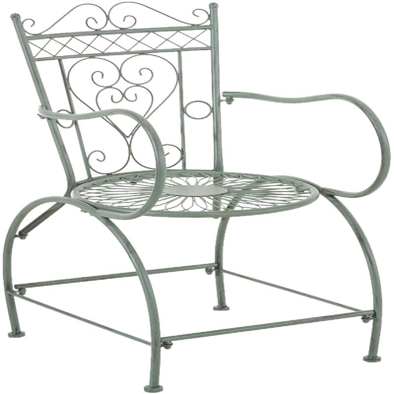 CLP Chaise d'extérieur Sheela en fer avec accoudoirs et repose-pieds Vert antique - vert métal 13434392_0