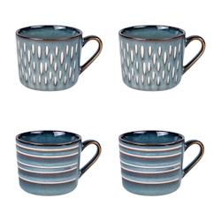 Coffret de 4 mugs Helsinki bleu 44 cl -  Rond Grès Table Passion 13.5x cm - bleu Grès 3106232282584_0