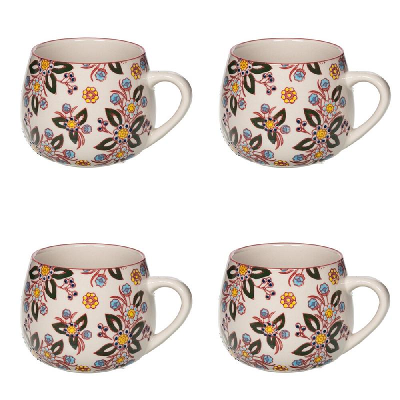Coffret de 4 mugs Siena 45 cl -  Décoré Rond Grès Table Passion 12x8.5 cm - multicolore Grès 3106232387470_0