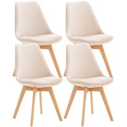 Décoshop26 - Lot de 4 chaises de salle à manger design scandinave en tissu velours beige pieds bois clair CDS10379 - beige 3000438369608_0