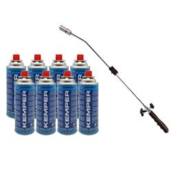 Désherbeur thermique piezo Kemper - Chalumeau gaz avec 8 recharges butane - Gris_0