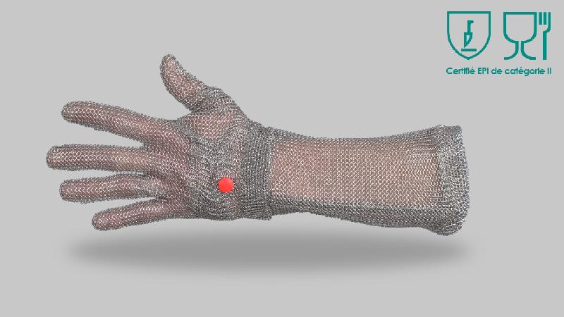 Gants manchette longue cotte de maille inox agro-alimentaire WILCOFLEX fabriqués en France - GCMWFINX-MN00/DML_0