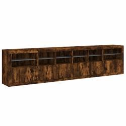 Helloshop26 - Buffet bahut commode armoire meuble de rangement organisateur cuisine salle de séjour salon avec lumières LED 283 x 37 02_0029880 - 30_0