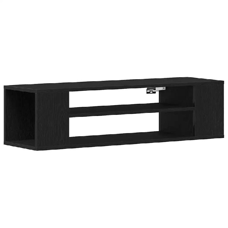 Helloshop26 - Meuble TV rectangulaire moderne avec 2 étagères design épuré salon 100 x 30 x 26,5 cm en bois d'ingénierie noir 02_0051902 - noir B_0