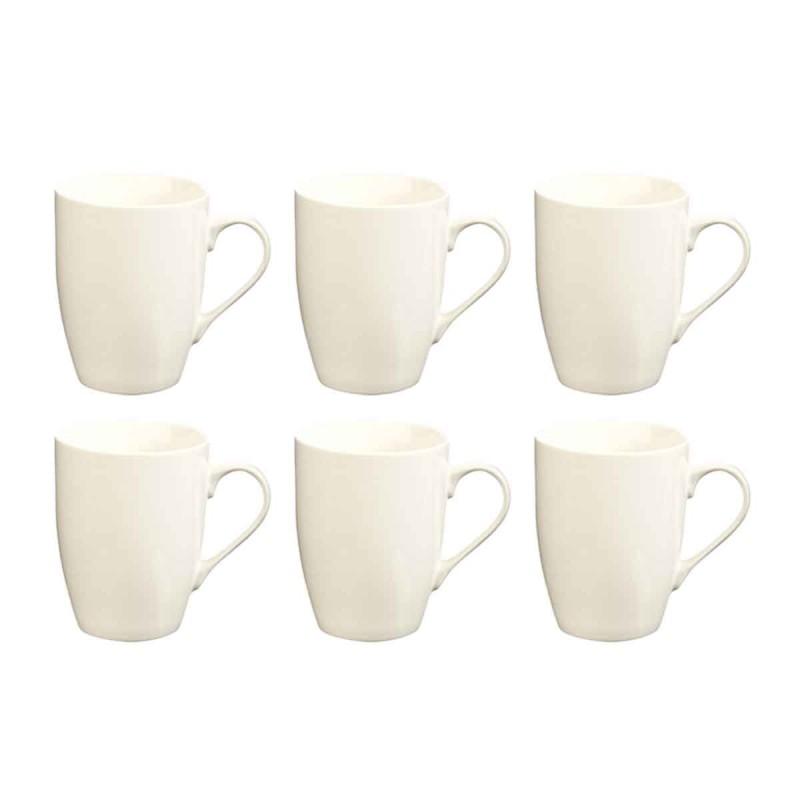Lot de 6 mugs en verre rond 34cl blanc - Paris Prix - Porcelaine - Dimensions 11,8 x 8 x 11 cm_0