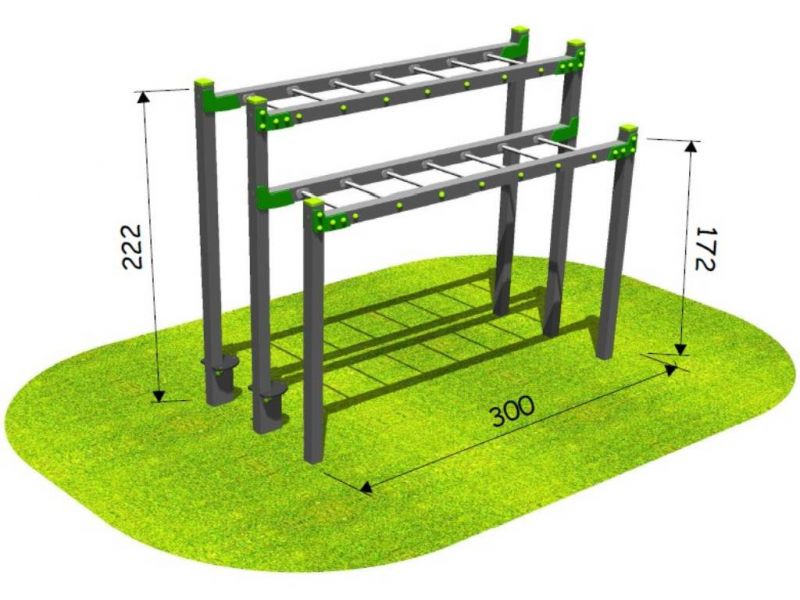 M-ps37b-echelle horizontale double - parcours de santé - extébois - hauteur chute libre maxi : 1m30_0